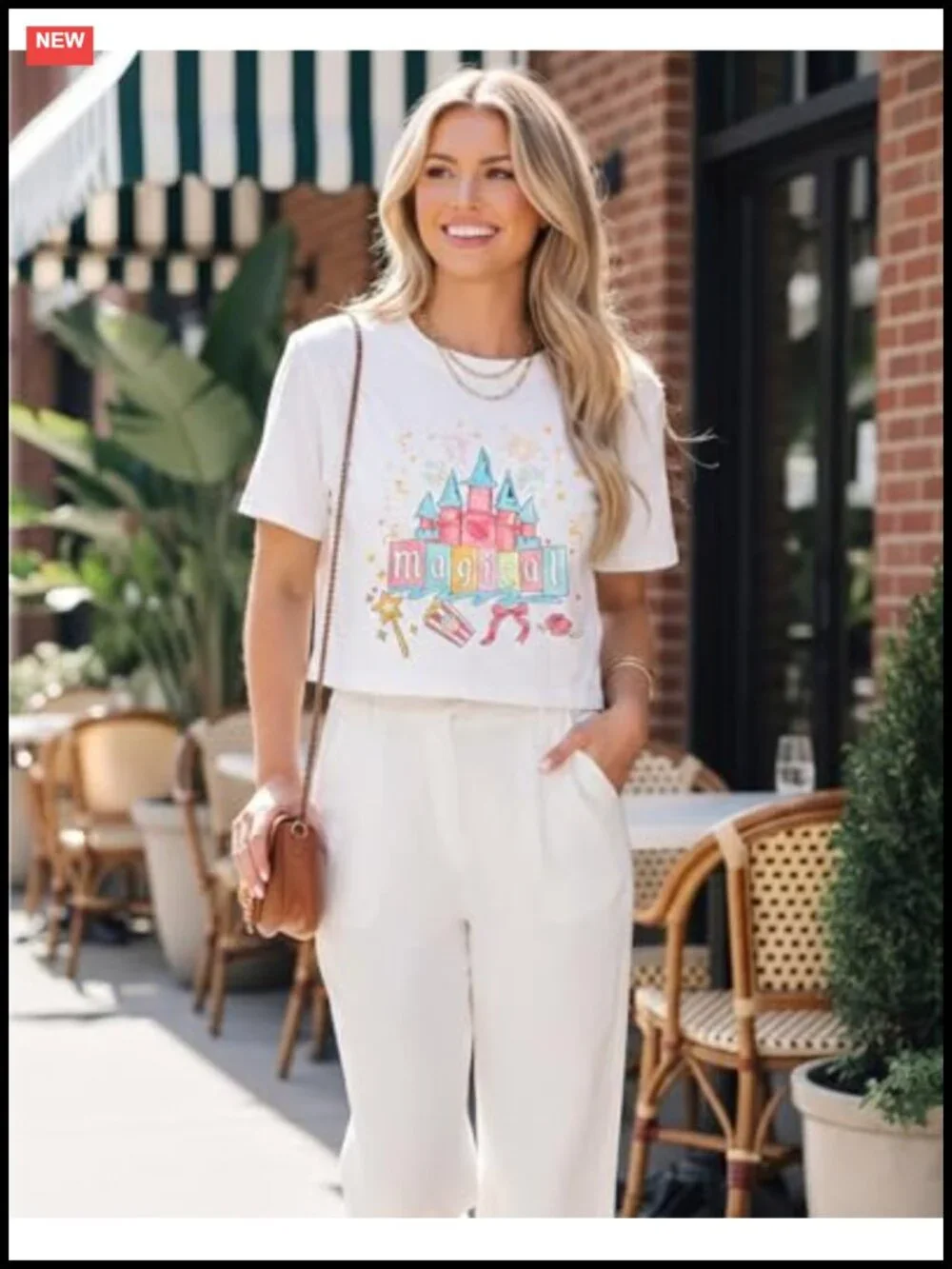 Women's Castle Graphic Crop Top Half Sleeve Soft Cotton Blend Tee